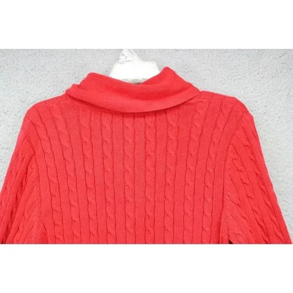 Lauren Ralph Lauren Women's Red Cable Knit Sweater-Size Large - Picture 8 of 8